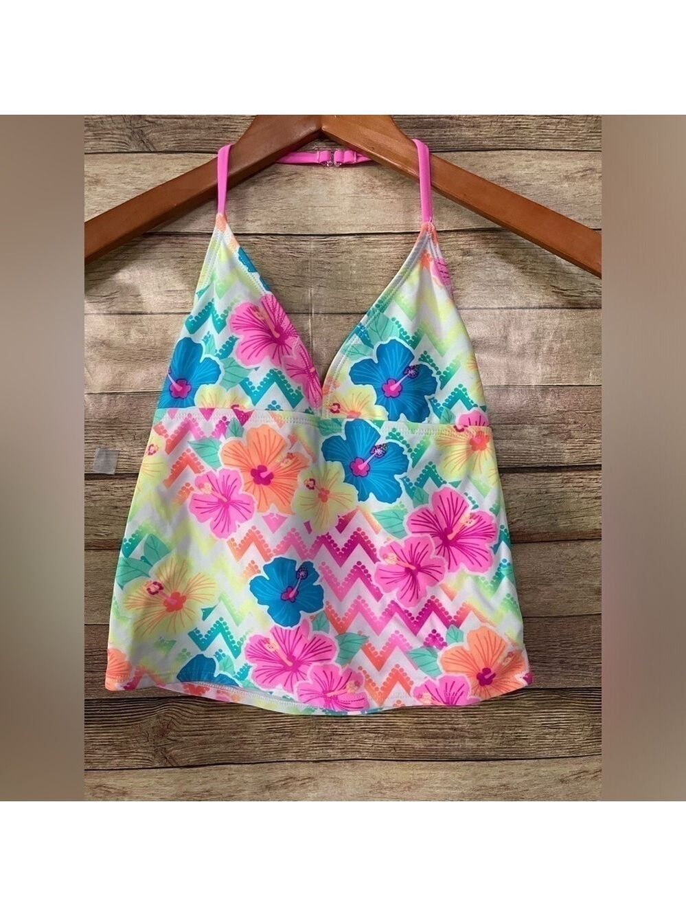 Ocean Pacific Girls 2-Piece Tankini Swimsuit Pink Floral Size: 10-12